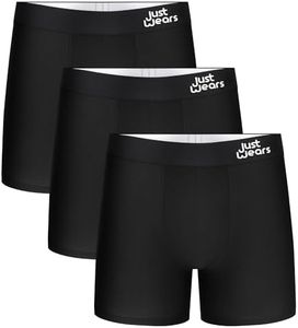 JustWears Everyday Mens Boxer Briefs, 3 Pack | Breathable Anti-Chafe Underwear with Moisture-Wicking MicroModal Air Cool Fabric | Ergonomic Support | Seamless Sustainable Boxers for Men | Pants Gift