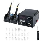 Pyrography Machine,Wood Burning Pyrography Pen Kit,Electric Woodburning Tool with 23 Pyrography Wire Tips,2 Pens,Digital Display,Pyrography Wood Burning Tool Set for Wood Leather Pumpkin & Gourd - 60W