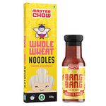 MasterChow Healthy Noodle Pack - Bang Bang Chilli Garlic Stir Fry Cooking Sauce with Healthy Whole Wheat Noodles| 100% Veg | No MSGs | Get Restaurant Style Taste in Just 10 Minutes | Serves 4-5 Meals