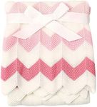 Cozyholy Baby Blanket Knitted Pink Chevron Soft Toddler Nursery Crib Throw Blankets Receiving Swaddle Blanket Stroller Cover for Boys Girls,40x30 inch