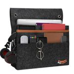 Bedside Organiser Pocket - Slip Resistant bed pocket orgainser with Hook & Loop and Watch Straps for Bed Rails, Sofa, Bunk Bed - Felt Bedside Storage Caddy for Books, Glasses, Phone, Tablet, Remote