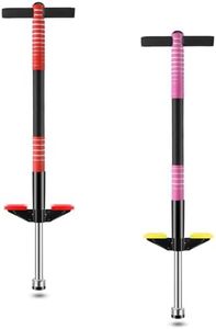 Leitee 2 Pack Pogo Stick for Kids Age 6 and Up, Suitable for 40-80 lbs, Soft Foam Jump Stick, Pogo Stick for Beginners Kids Exercise Body Balance Keep Healthy (Red and Rose Pink)