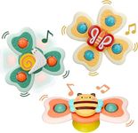 Storio Baby Products Bath Toys Suction Cup Spinner Toy | Set of 3 | for Baby Boys Girls | Pop up Waterproof Suction Cup Spinning Top Rotating Montessori Learning Toy