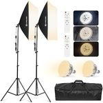 Wisamic Softbox Lighting Kit, 20" X 28" Photography Softbox Kit, E27 Dimmable LED Light Head with Remote, Professional Photo Studio Equipment for Camera Product Shooting Selfie