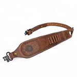 TOURBON Vintage Leather Ammo Holder Rifle Sling Adjustable Hunting Gun Strap with Swivels