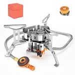 Camping Gas Stove, Portable Camping Stove Outdoor, 6800W Windproof Backpacking Gas Stove with Piezo Ignition, Foldable Camping Gas Burner for BBQ, Hiking, Camping, Trekking, Fishing, Picnic