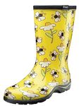 Sloggers Waterproof Garden Rain Boots for Women - Cute Mid-Calf Mud & Muck Boots with Premium Comfort Support Insole, Bee Print Yellow, 8