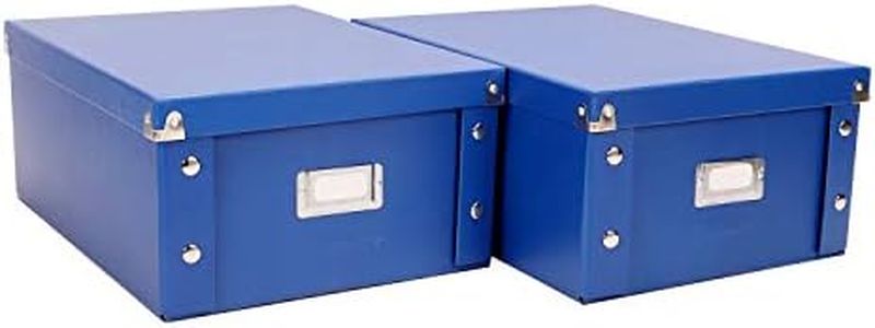 Snap-N-Store CD Storage Box - Pack of 1/2 - Durable Disc Holder with Lid to Store for Discs (2 Pack - Doublewide CD, Classic Blue)