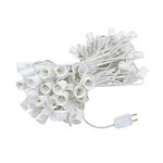 Novelty Lights 100 Foot C9 Outdoor String Light Christmas Stringer - Patio String Lights - Intermediate Base (C9/E17) - 12" Spacing - White Wire