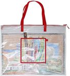 Foyu Art Portfolio Bag Poster Storage Bag with Pocket,Transparent Bag for Bulletin Boards,Poster Board,Large Posters,Painting (Red, Small)