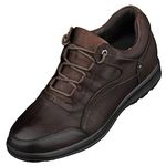 CALTO Men's Invisible Height Increasing Elevator Shoes - Leather Lace-up Lightweight Casual Walkers - 2.8 Inches Taller, Dark Brown, 9