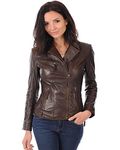 SARA LEATHER Women's Genuine Leather Jacket ( Brown-3006 - Medium )