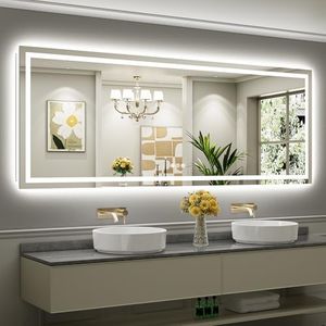 Briivue 96x36 Inch LED Bathroom Mirror with Lights, Backlit & Front Lit