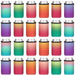 Beer Can Coolers Sleeves (24-Pack), Soft Insulated Bottle Soda Cover Coolers, Personalized Collapsible 12OZ Blank Bulk Drink Cooler for Parties, Wedding or Events (Bright)