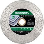 KURSTOL Diamond Cutting Disc - 5"/125mm Dual-Purpose Tile Diamond Saw Blade,Angle Grinder Blade Arbor 7/8"-5/8" for Cutting and Grinding Ceramic Tiles,Porcelain,Granite,Marble