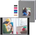 Ywlake Photo Album 4x6 100 Pockets 2 Packs, Small Mini Capacity Linen Photo Album Bulk Sets, Each Pack Holds 100 Top Loader Vertical Only Picture for Kids Boy Girls Grey