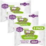 Boogie Wipes 30 Piece Gentle Saline for Stuffy Noses Simply Unscented, 3 Count