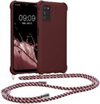 kwmobile Crossbody Case Compatible with Samsung Galaxy A03s Case - TPU Silicone Cover with Strap - Bordeaux Violet