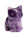 CrystalTears Amethyst Healing Crystal Cat Figurine Carved Gemstone Lucky Cute Stone Cat Statue Ornament for Home Office Desk Decor Mini Crystal Cat Gifts for Women Men Christmas 1.5”