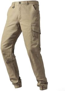 BIG BEE Elite Cargo Pants Work Jogger Elastic Ankle Cuff Stretch Cotton Comfort, Khaki Beige, 32