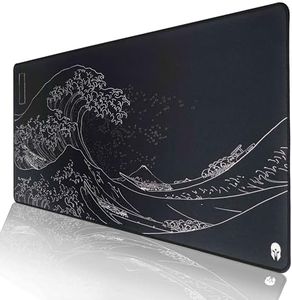 IMPACTRION Wave - Tapis de souris de jeu - XXL 900 x 400 cm - Antidérapant - Surface traitée thermiquement pour un glissement précis et rapide de la souris - Enroulable et sans ondulations