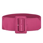 PU Leather Elastic Wide Belt for Ladies Dress Stretch Thick Waist Belts Rose M