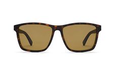 TAKE A SHOT ® Big edgy sunglasses for men, wooden temples, uv-protection, brown lenses, anti reflection lenses, Havana matt colored frame, sustainable - RONJA