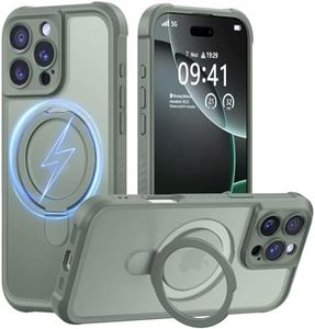 MOCCA Design for iPhone 16 Pro Max Case with Magnetic Invisible Stand [Full Camera Protection] [Compatible with Magsafe] Military Drop Shockproof Translucent Matte Phone Case Cover 6.9",Calke Green