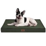 Tail Stories Outdoor All Weather Dog Crate Bed, Waterproof Dog Bed for Medium Dogs, Orthopedic Egg Foam Indestructible Pet Bed with Removable Cooling Dog Bed Cover, Dark Green