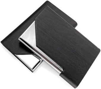 Senbaler 2 Piezas Porta Tarjetas de Visita,Aceros Inoxidables Tarjetero,Funda PU,Estuche para Tarjetas de Crédita para Hombre y Mujer (Negro)
