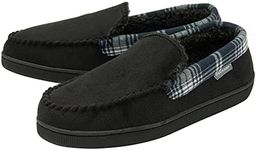 Dunlop Mens Faux Suede Moccasin Slippers - Black - UK 12