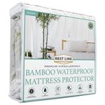 Rest Line Premium Bamboo Waterproof Mattress Protector Queen Size 60X80” - 100% Viscose from Bamboo, Hypoallergenic, Cooling Mattress Pad Cover, Soft & Breathable Fitted Sheet Style up to 18" Deep