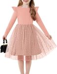 Arshiner Toddler Tulle Dress Party Flower Princess Wedding Flower Long Sleeve Sparkle Tutu Little Girls Dresses Pink