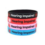 4 Pcs Hearing Impaired Medical Alert ID Silicone Bracelets Rubber Medical Awareness Emergency Warning Wristbands Bracelet, Silicone, no gemstone