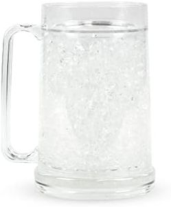 Simply Green Solutions - Clear Freezer Mug, Frozen Beer Mugs for Freezer, Double Walled Beer Mug, Freezer Cups for Drinks, Insulated Plastic Beer Mugs with Handles, 16 Oz Capacity