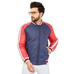 Ben Martin Men's Full Sleeve Regular Fit Quilted Nylon Casual Jacket, Navy Blue-Red Medium