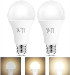 WTL 3 Way Light Bulbs 30 70 100W Equivalent, 3-Way LED Light Bulbs 4000K Natural White, 500-1200-1600lm Adjustable, A19 E26 Base LED Bulb for Floor Lamp, Table Lamps, No Flicker, 2 Pack