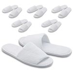 Tdtcy 6 Pairs Spa Slippers,Disposable Slippers Bulk,Open Toe White Coral Velvet,Thick, Soft, Non-Slip,for Guests, Hotel, Travel,Wedding，Bathroom, One Size Fit Most Men and Women for Spa, White, One