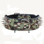 haoyueer Sharp Spiked Studded Dog Collar 2 Inch Width Leather Dog Collars for Medium & Large Dogs Pitbull,Labrador,Boxer Rottweiler German Shepherd(Camouflage,S)