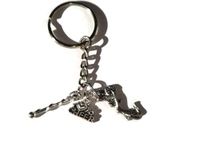 CHEERLEADER themed silver alloy charm keychain keyring gift, cheer squad novelty gift, cheerleader birthday present, cheerleaders sports club party favors