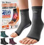 Made in USA Dr. Brace Elite Ankle Brace Compression Sleeve- 20-30 mmHg Plantar Fasciitis Socks and Achilles Tendonitis & Swelling Relief, Foot Brace with Arch Support, Ankle Support for Women & Men (Pair) (Large, Moon)