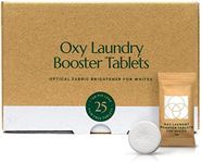 Cleanomic - Oxy Laundry Booster Tablets (White) - Oxy Cleaner Laundry Stain Remover, Color Safe Bleach, Laundry Whitener Brightener (25 Count)