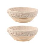 DOYOLLA Round Banneton Brotform Bread Dough Proofing Rising Rattan Basket & Liner (8.5inch 2pcs)