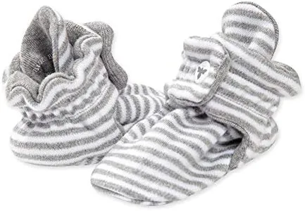 Burt's Bees Baby Baby Gender Neutral Color for Ages 0 to 9 Months Old Slipper Sock, Heather Grey Stripe, 3 6 Unisex Infant