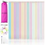 BCMRUN 28Pcs/14 Pairs Stainless Steel Knitting Needles Set, Colored Straight Single Pointed Metal Knitting Needles, 14 Size from 2.0mm-10.0mm, 9.8 Inches Length for Handmade DIY Knitting (25cm)