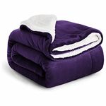 IR Imperial Rooms Sherpa Blankets Queen Size - Thick and Warm Blankets for Winter, Reversible Soft and Fuzzy Fluffy Queen Size Blanket for Bed, Purple, 90x90 Inches