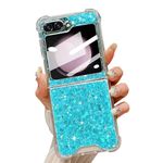 LCHULLE Designed for Samsung Galaxy Z Flip 5 Case,Girly Women Glitter Bling Bumper Shockproof Phone Case Ultra-Thin Hard PC Back Soft TPU Frame Cover for Samsung Z Flip 5 5G(2023)-Blue