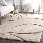 Carpet for Livingroom Bedroom Kids Room Office & Sofa Side, Pluffy Thick Anti Skid Shag Rug or Shaggy Carpet[4x4 feet(Square),Beige D ].