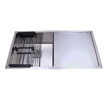 CROCODILE SS-304 Grade Stainless Steel Matt Satin Finish Single Bowl Handmade Kitchen Sink with Drain Board (37 x 18 x 10 Inches)