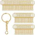 MaYuLa 100Pcs Keyring Chain Gold Key Chain Rings Split Metal Key Rings with Link Chain and Open Jump Rings Bulk for Crafts DIY Jewelry Keyring Making 1"/25mm